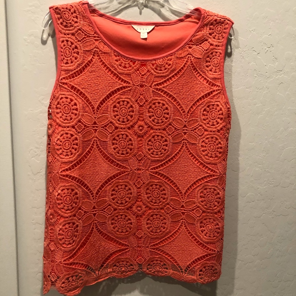 Adiva CORAL Lace Dressy Sleeveless Top. Gorgeous!